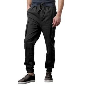 Jump Start Men's‎ Black Slim Fit Cotton Flex Stretch Cargo Jogger Pants Size XXL